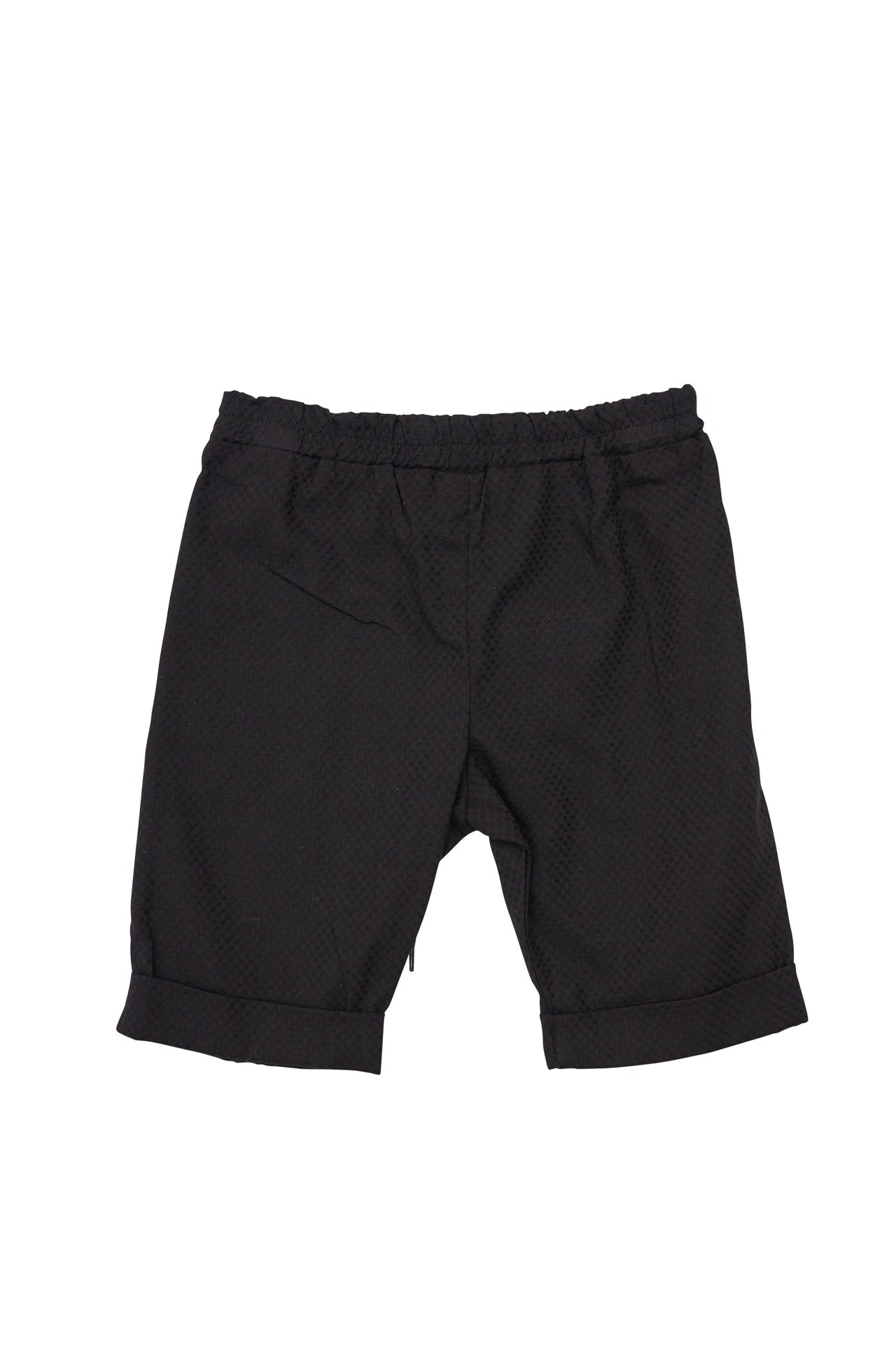 Pantalon copii drept din bumbac negru texturat