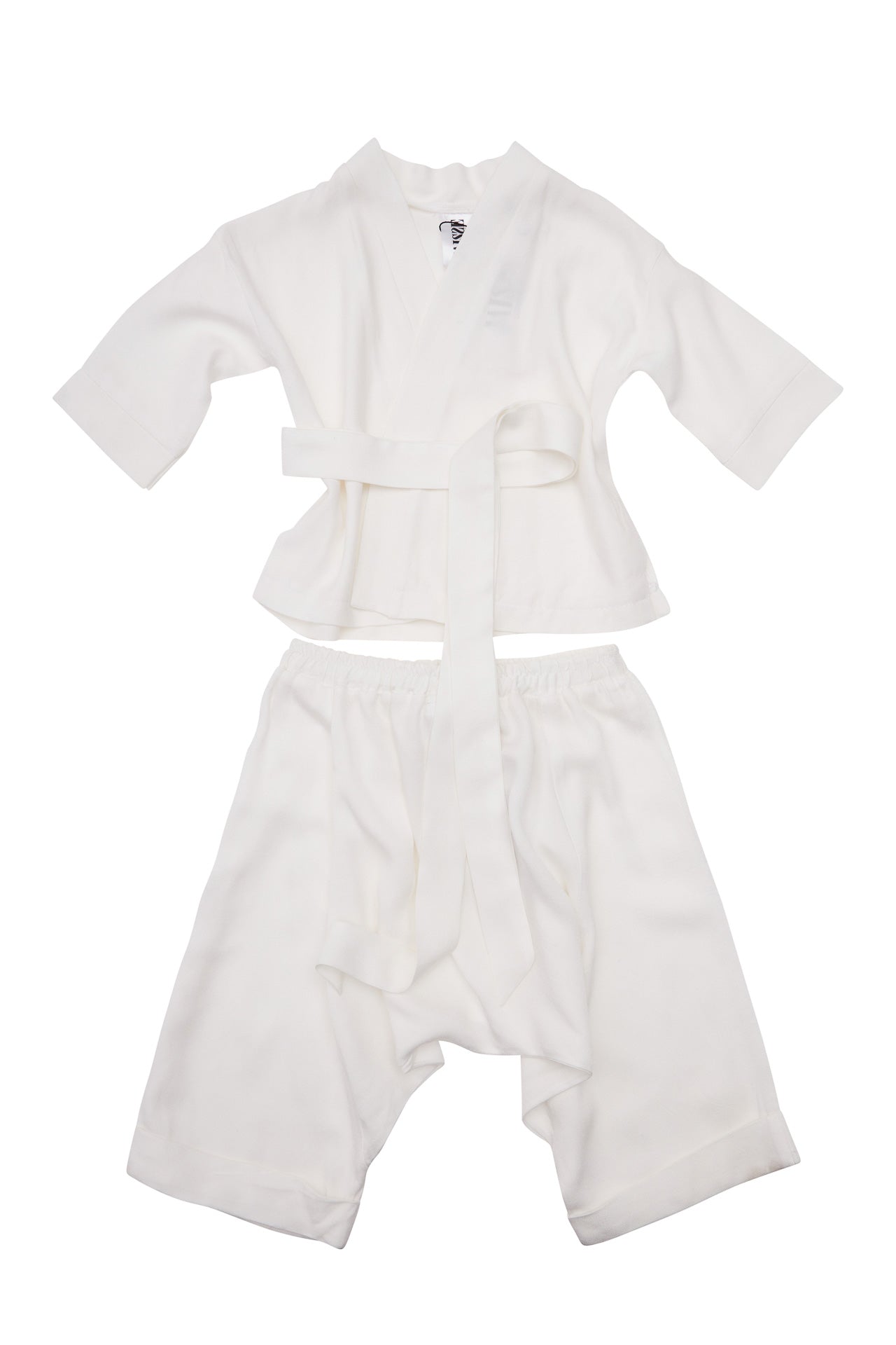 Kimono copii alb din matase