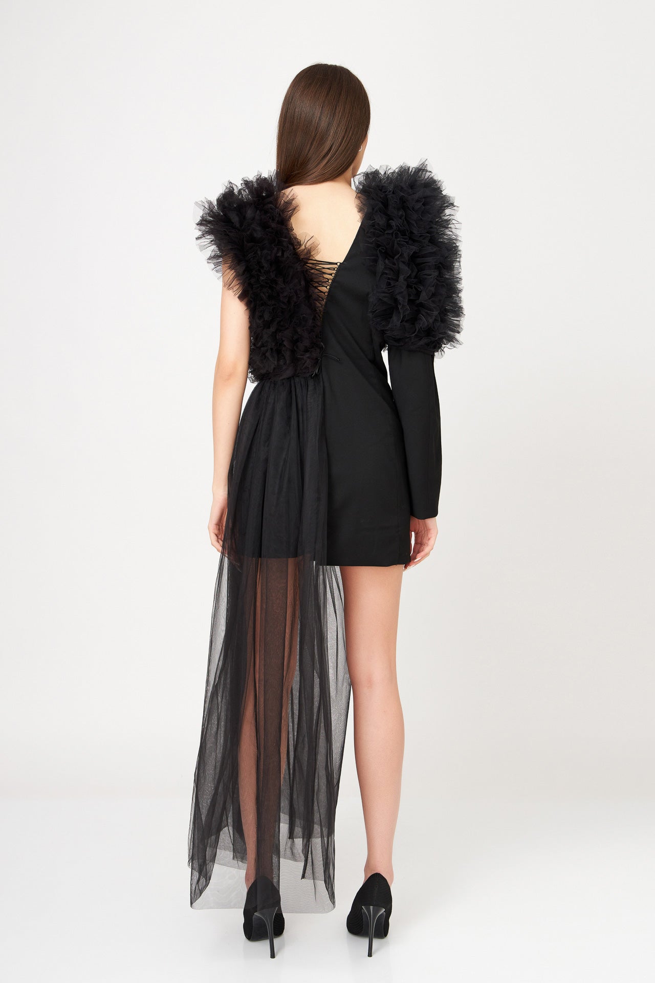 Rochie Sacou Cu Aplicații Din Tulle