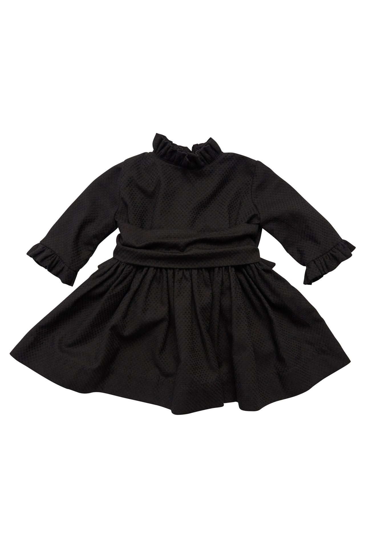 Rochie copii din bumbac texturat cu nasturei perluta