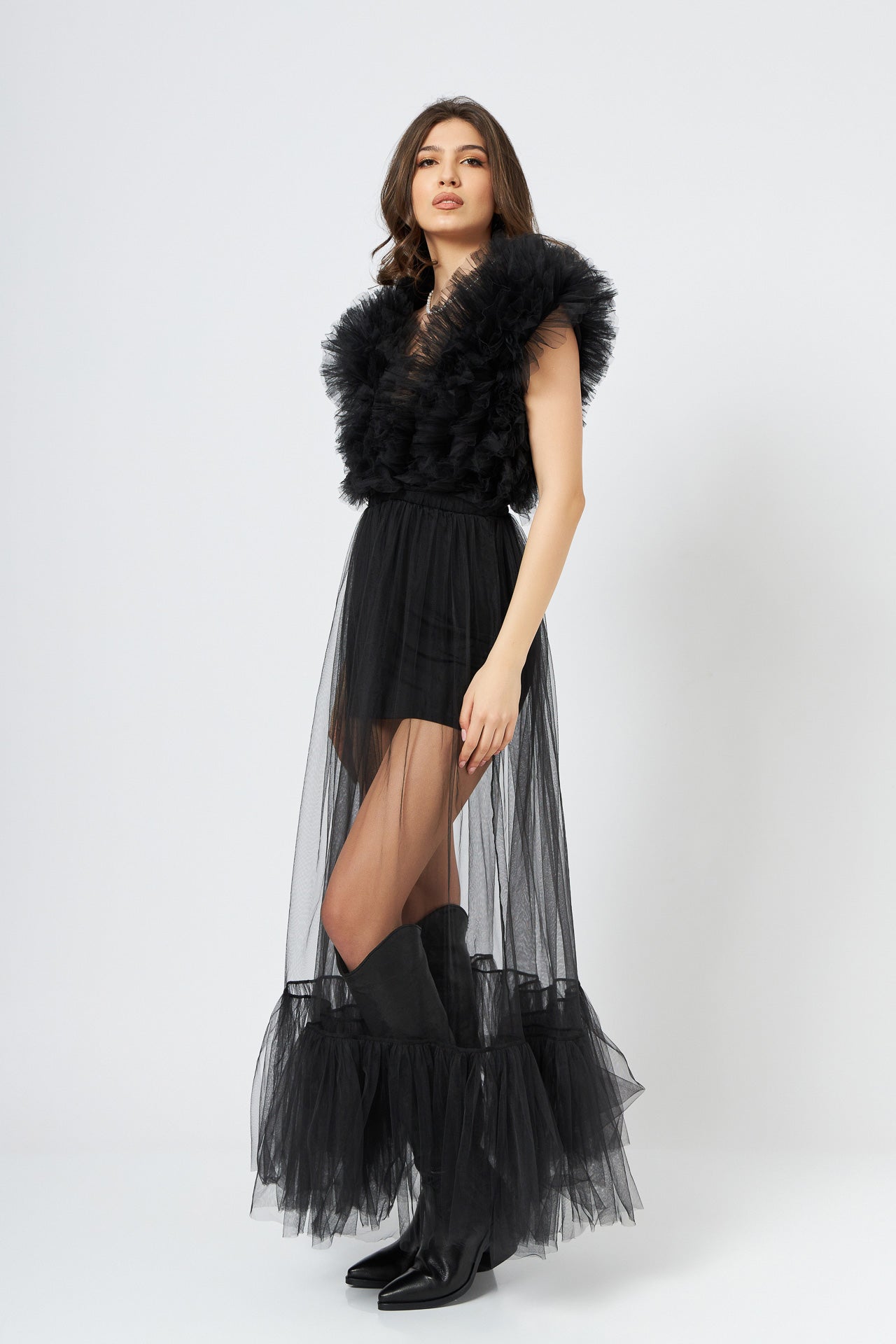 Rochie Maxi Cu Volane Stratificate