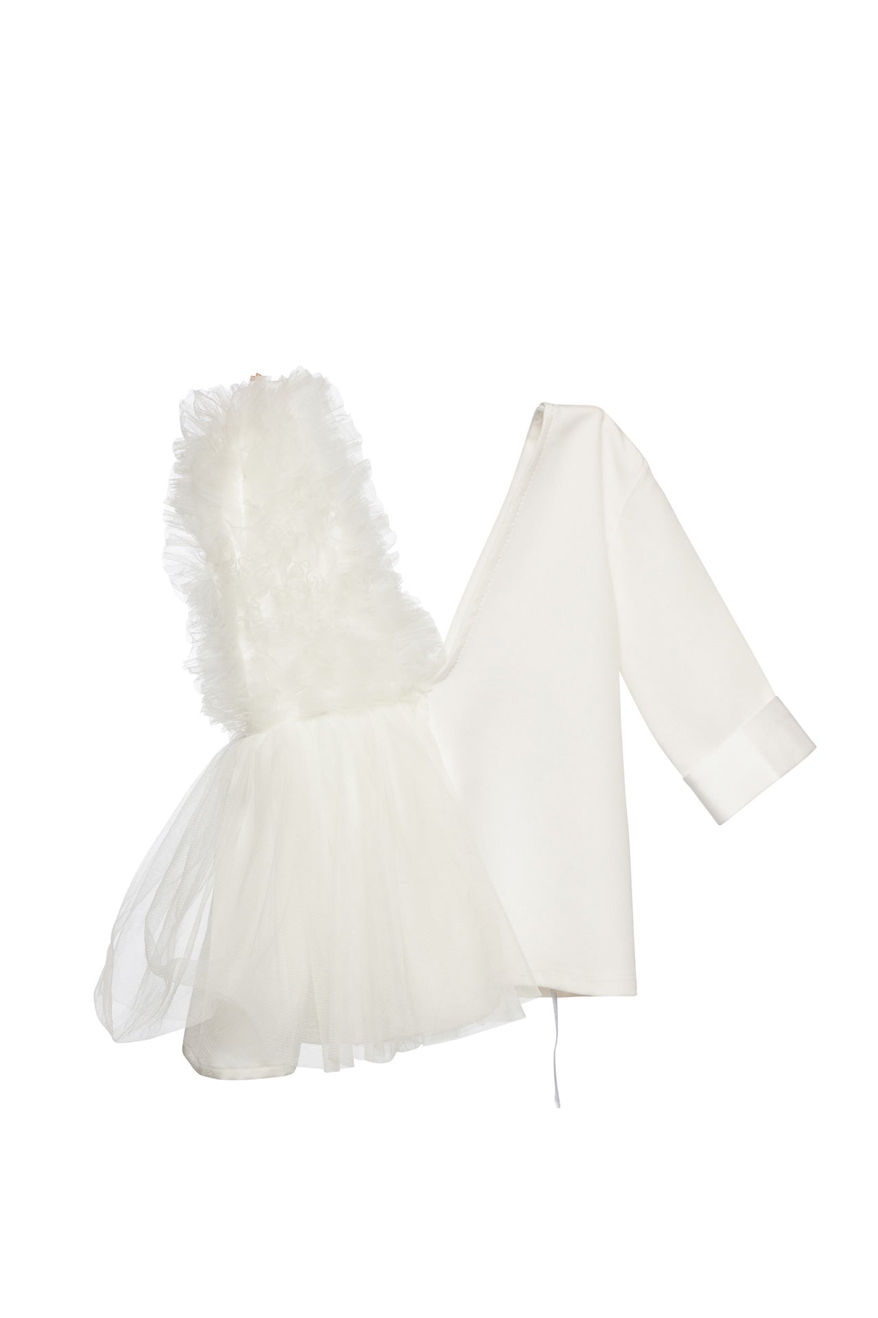 Rochie copii tip sacou cu volanase si brosa