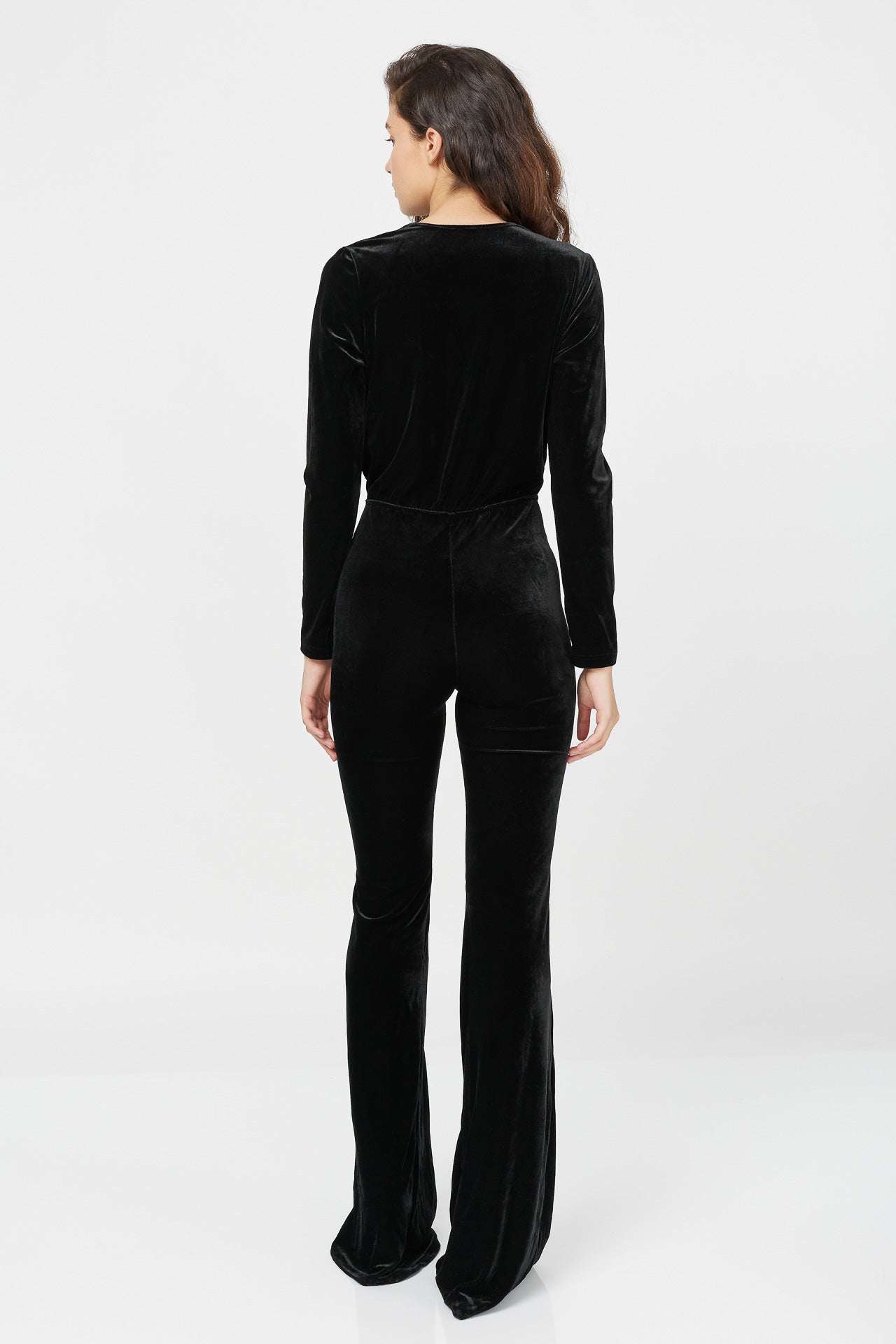 Salopeta lunga din catifea cu decolteu