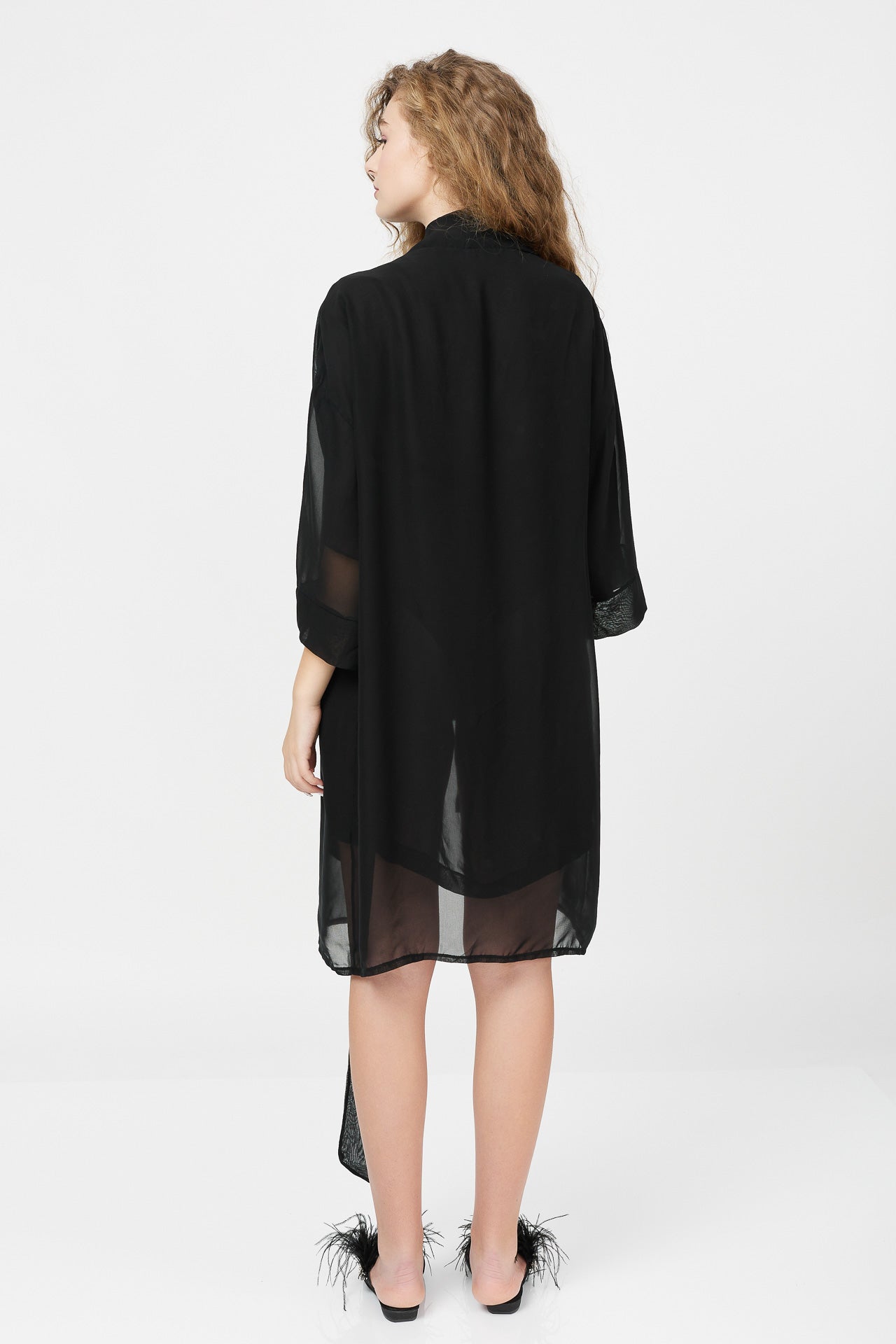 Rochie Kimono Dublu Din Voal