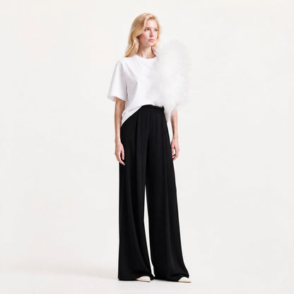 Tricou Alb Oversized Cu Aplicație Din Tulle