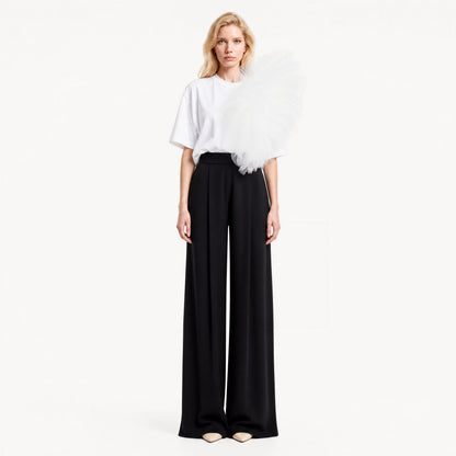 Tricou Alb Oversized Cu Aplicație Din Tulle
