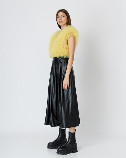 Body Lemon Cu Volane Din Tulle Stratificat