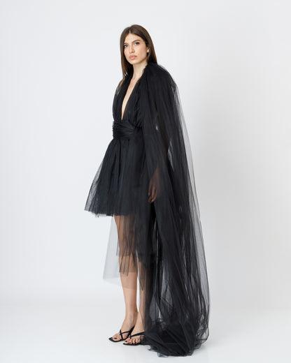 Body Cu Eșarfă Supradimensionată Din Tulle