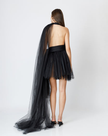 Body Cu Eșarfă Supradimensionată Din Tulle