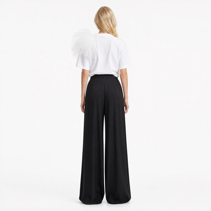Tricou Alb Oversized Cu Aplicație Din Tulle