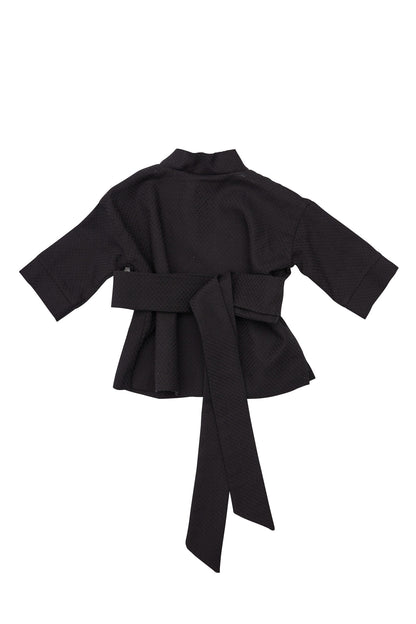 Kimono copii din bumbac negru texturat