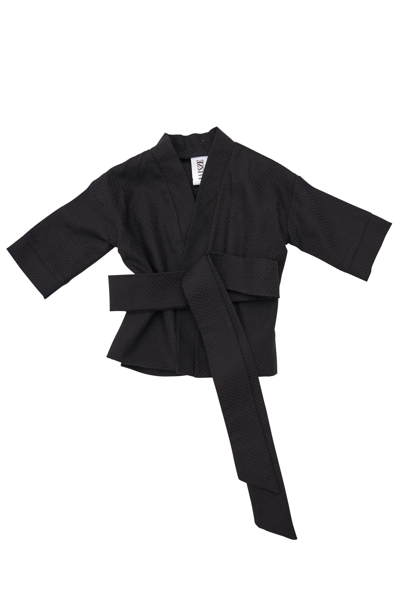 Kimono copii din bumbac negru texturat