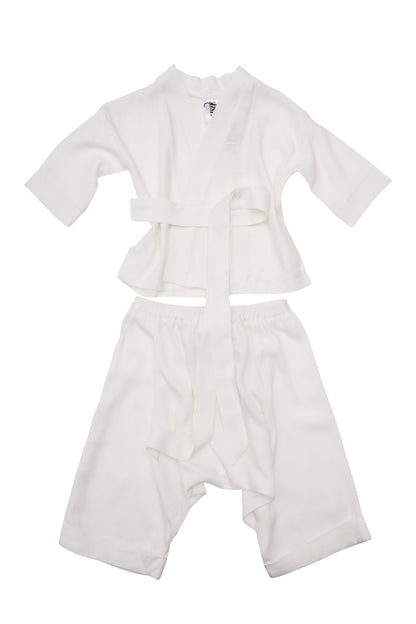 Kimono copii alb din matase