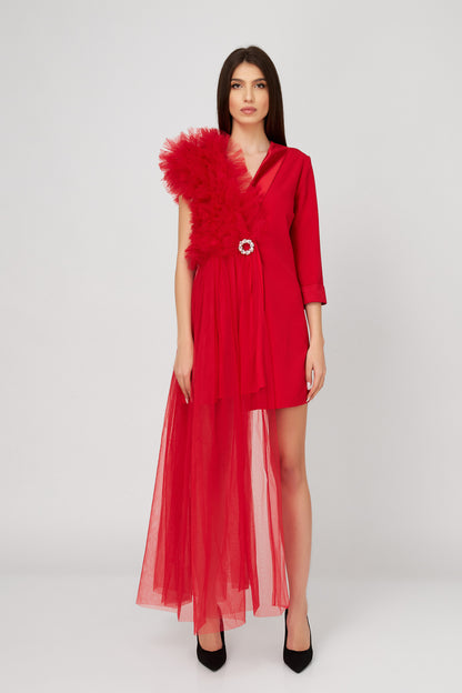 Rochie Sacou Rosu Deconstruit