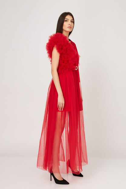 Rochie Sacou Rosu Deconstruit