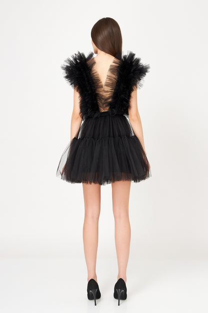 Rochie Mini Cu Volane Stratificate Din Tulle