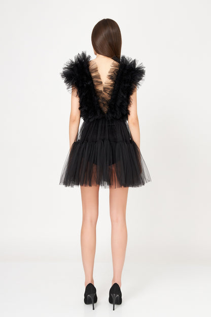 Rochie Mini Din Tulle Cu Volane Stratificate