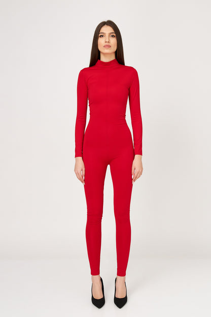 Salopetă mulată cu mâneci lungi