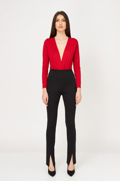 Body Roșu Cu Decolteu Adanc