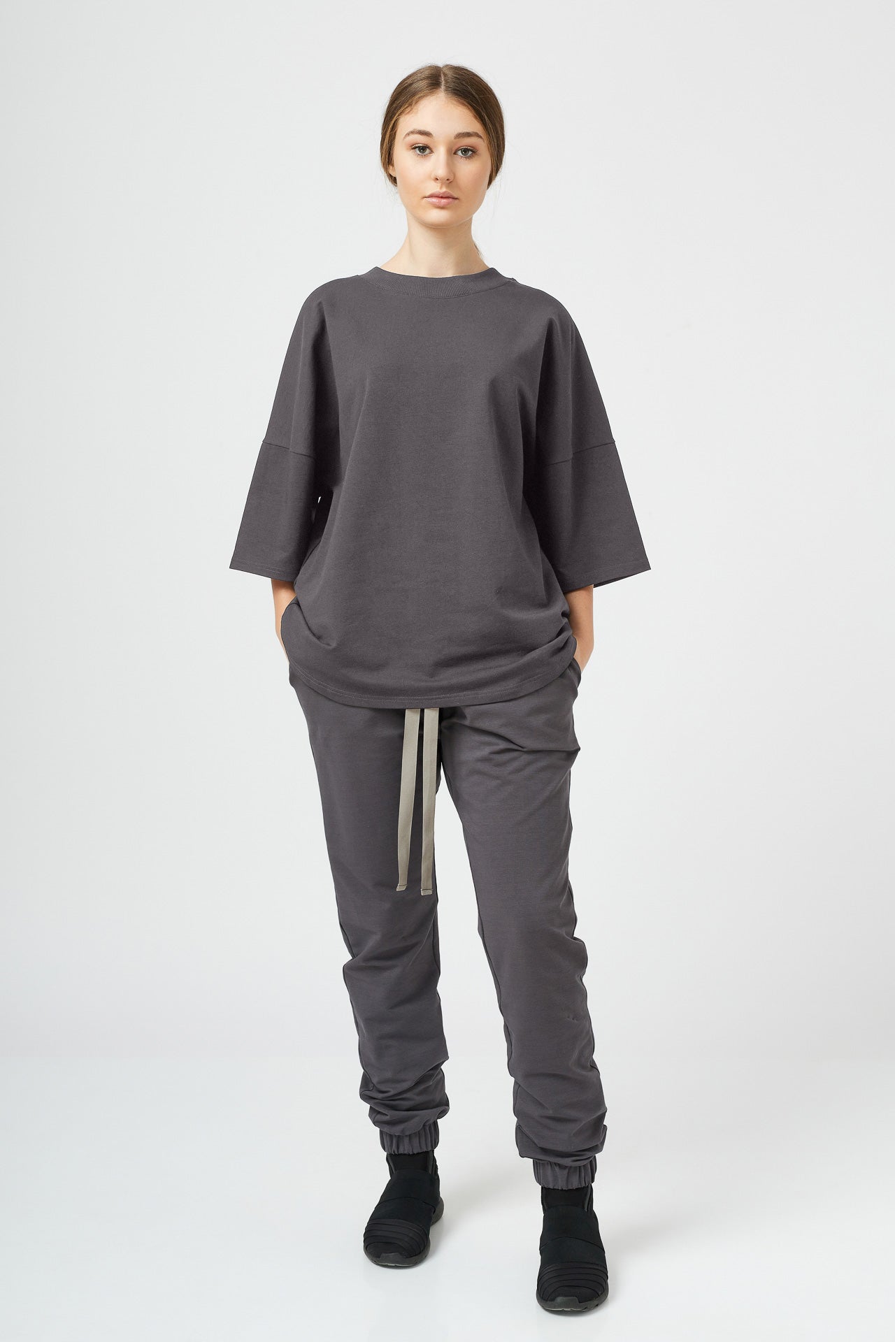 Tricou oversized unisex gri