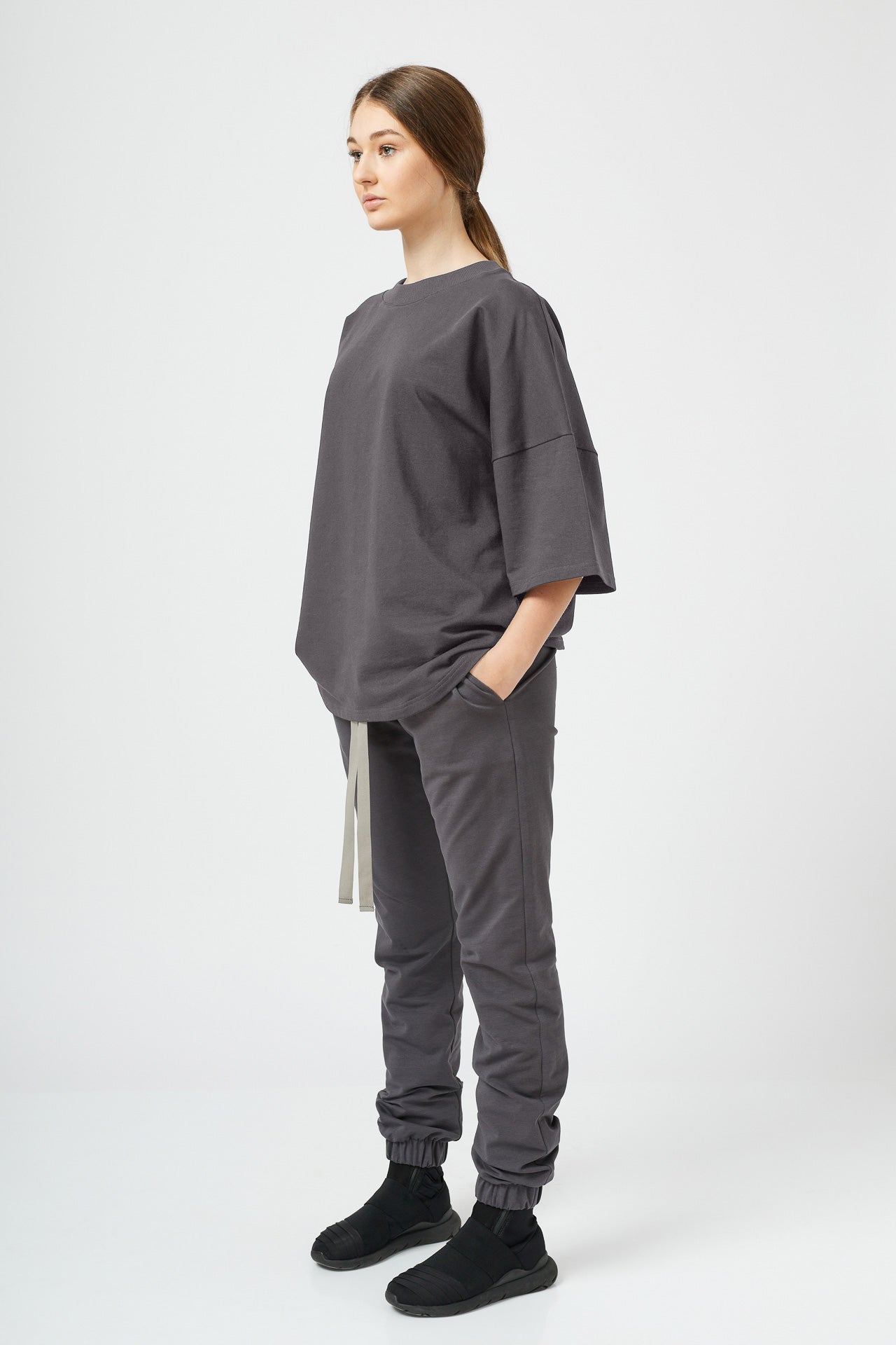 Tricou oversized unisex gri