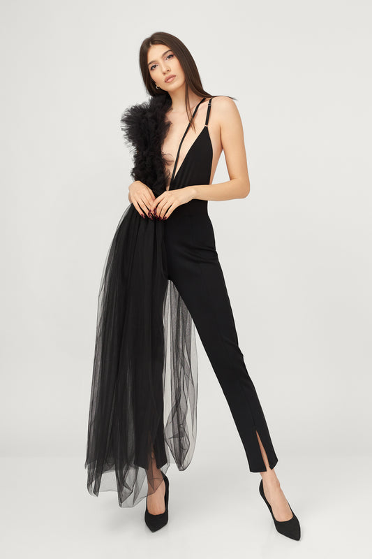 Body Deconstruit Cu Volane Din Tulle Stratificate