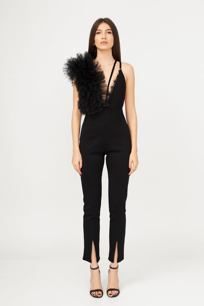 Body Cu Inserții De Dantelă Și Volane Deconstruite