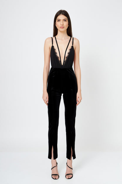 Body Cu Inserții De Dantelă Și Bretele Duble