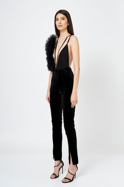 Body Asimetric Cu Volane Din Tulle