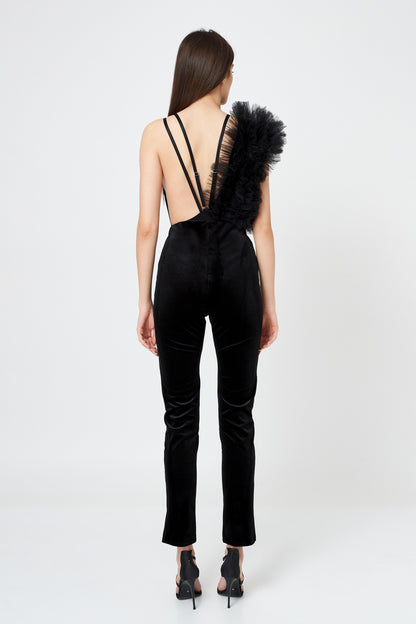 Body Asimetric Cu Volane Din Tulle