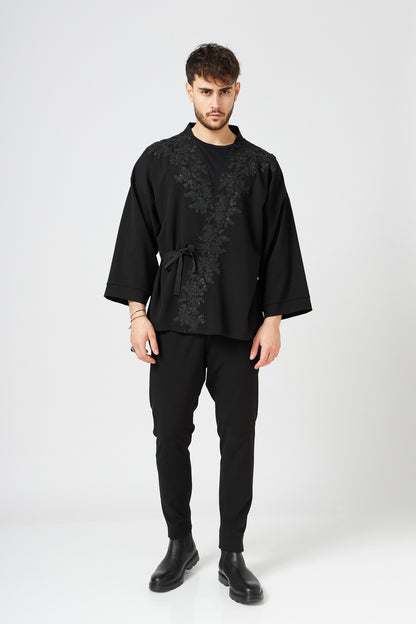 Sacou Kimono Bărbătesc Cu Broderie Realizată Manual