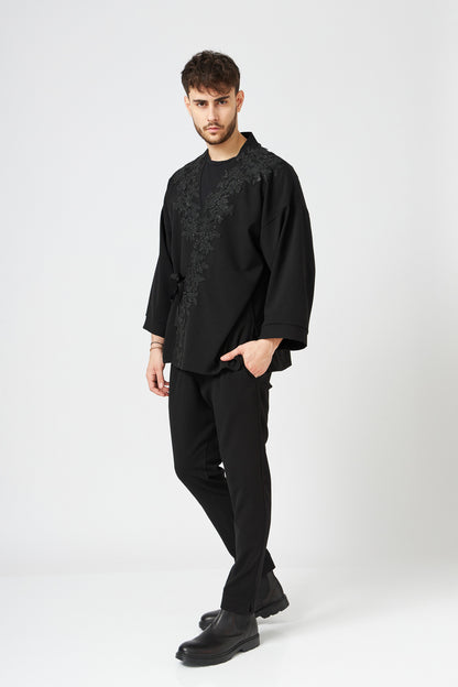 Sacou Kimono Bărbătesc Cu Broderie Realizată Manual