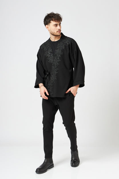 Sacou Kimono Bărbătesc Cu Broderie Realizată Manual