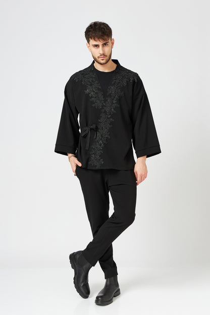 Sacou Kimono Bărbătesc Cu Broderie Realizată Manual