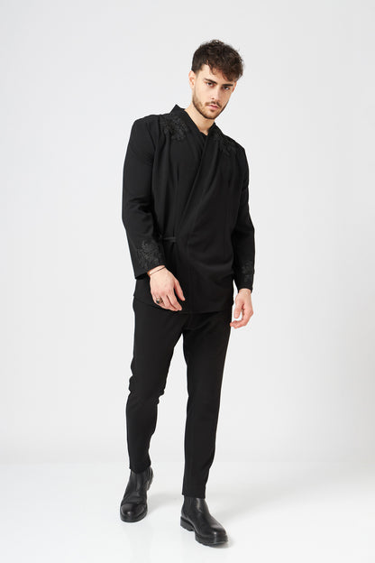Sacou Kimono Barbatesc Slim Fit Brodat Manual