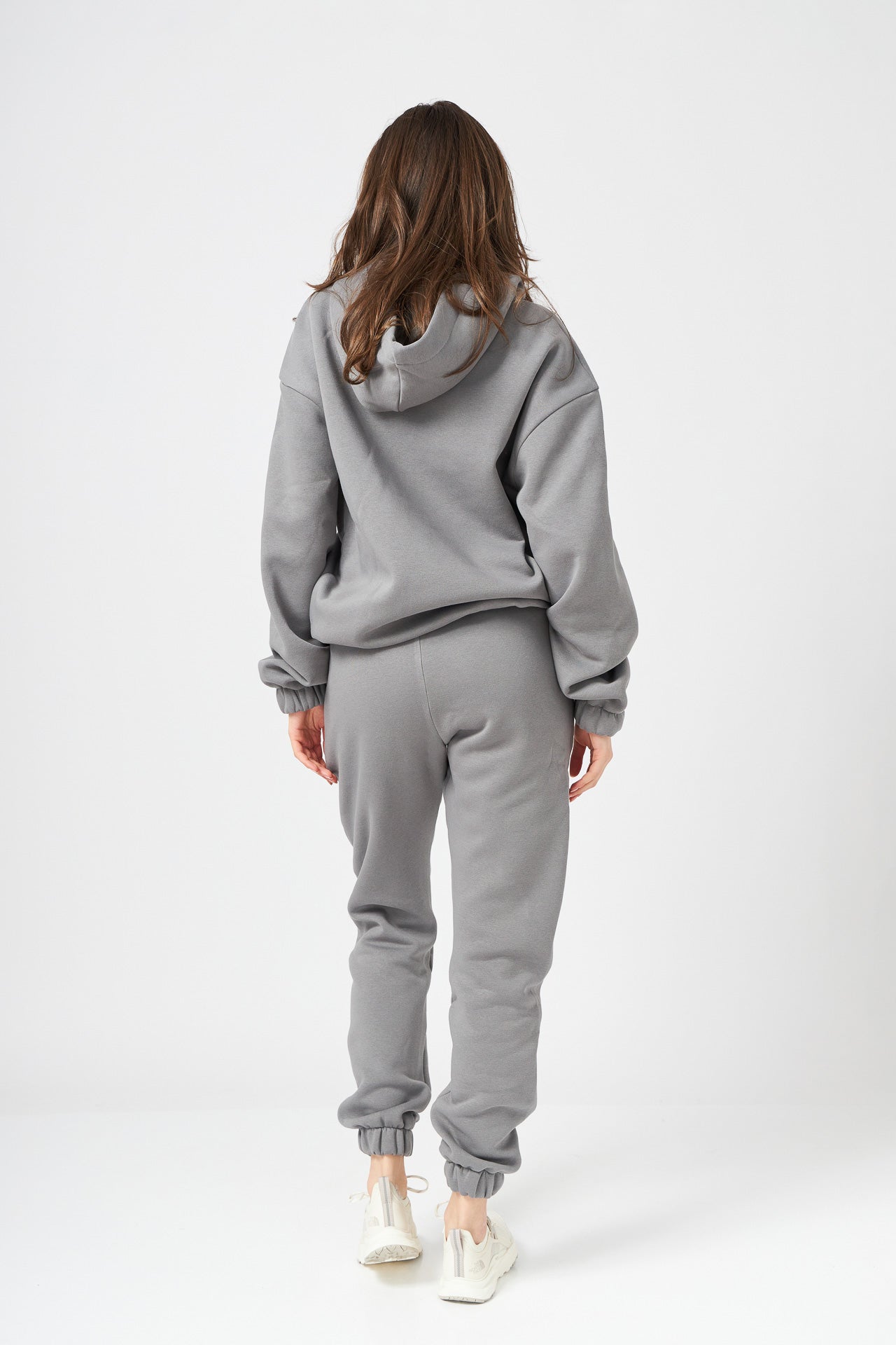 Hanorac dama oversized cu gluga din bumbac gri