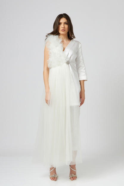 Rochie Sacou Deconstruit Alb