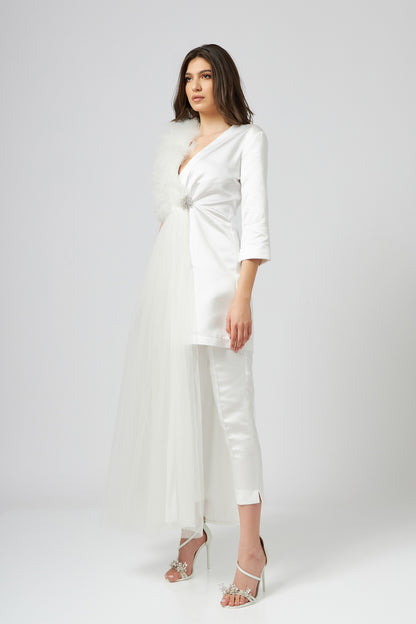 Rochie Sacou Deconstruit Alb