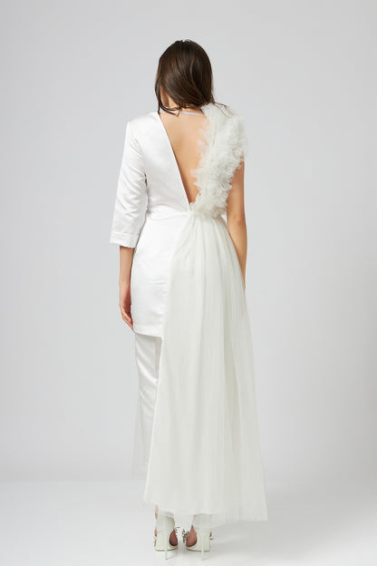 Rochie Sacou Deconstruit Alb