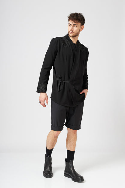 Sacou Kimono Barbatesc Slim Fit Brodat Manual