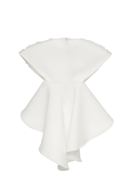 Rochie copii alba brodata manual cu broderie alba