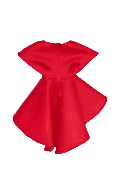 Rochie copii brodata manual cu broderie rosie