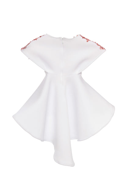 Rochie copii brodata manual cu broderie roz