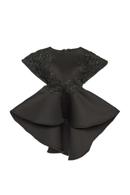 Rochie copii brodata manual cu broderie neagra