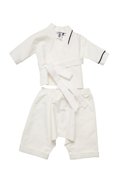 Pantalon lejer  copii alb din stofa