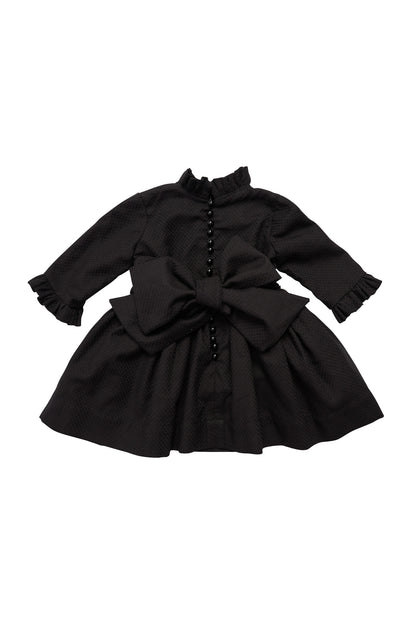 Rochie copii din bumbac texturat cu nasturei perluta