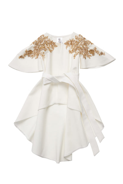 Rochie copii alba tip kaftan brodat manual