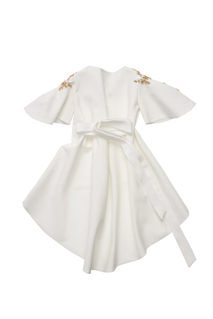 Rochie copii alba tip kaftan brodat manual