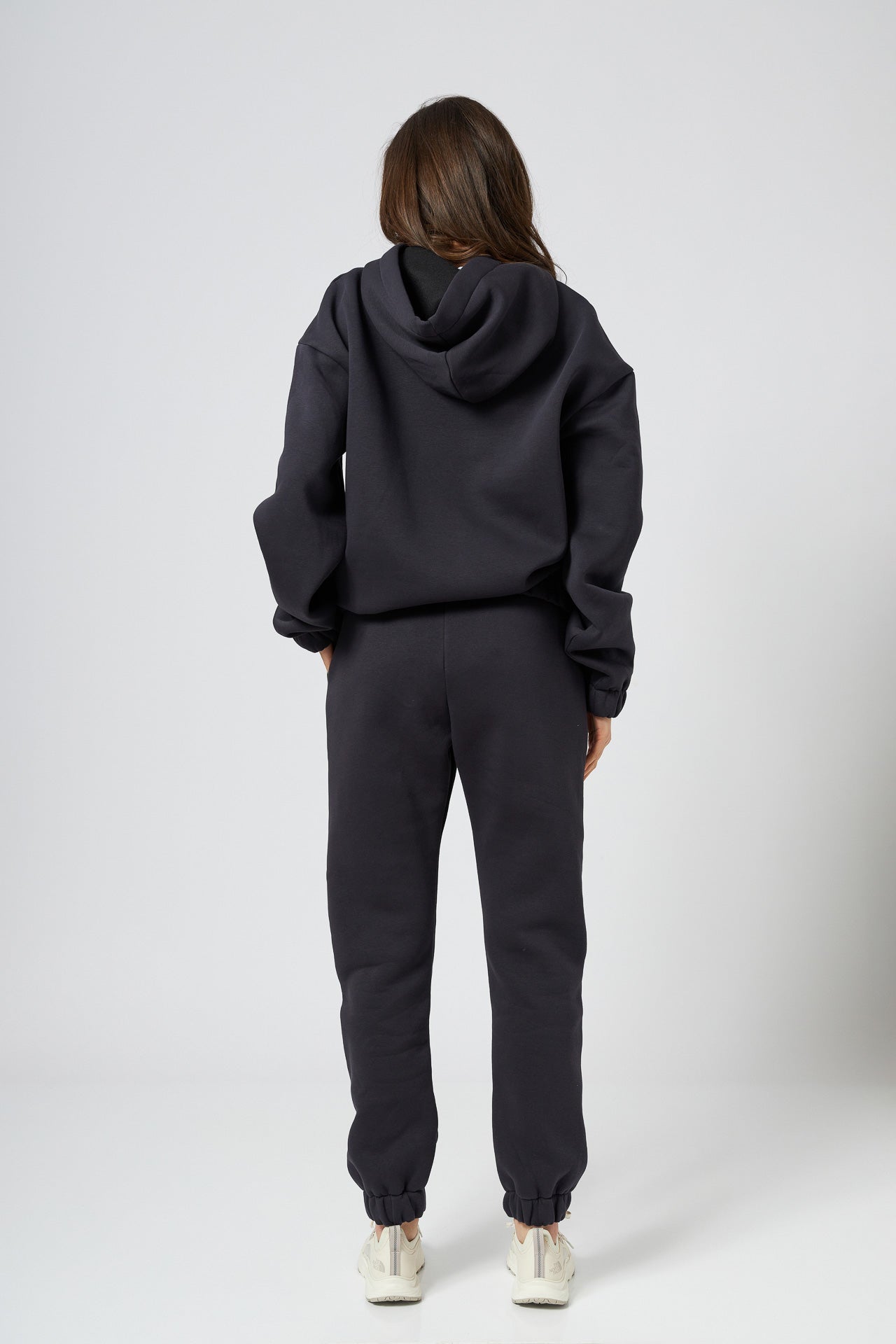 Hanorac dama oversized cu gluga din bumbac fume