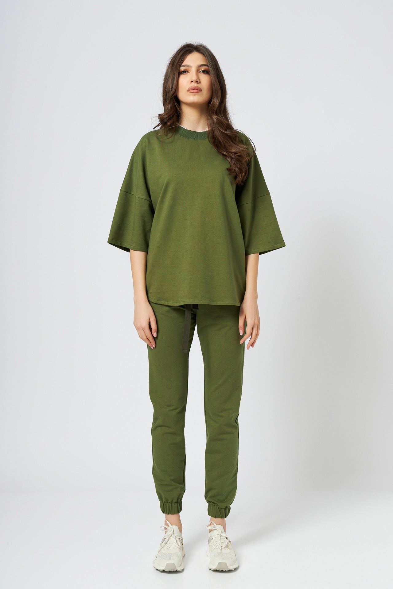 Tricou oversized unisex kaki